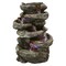 Sunnydaze   Stone Falls Polyresin 6-Tier Indoor Fountain with LED - 15 in
